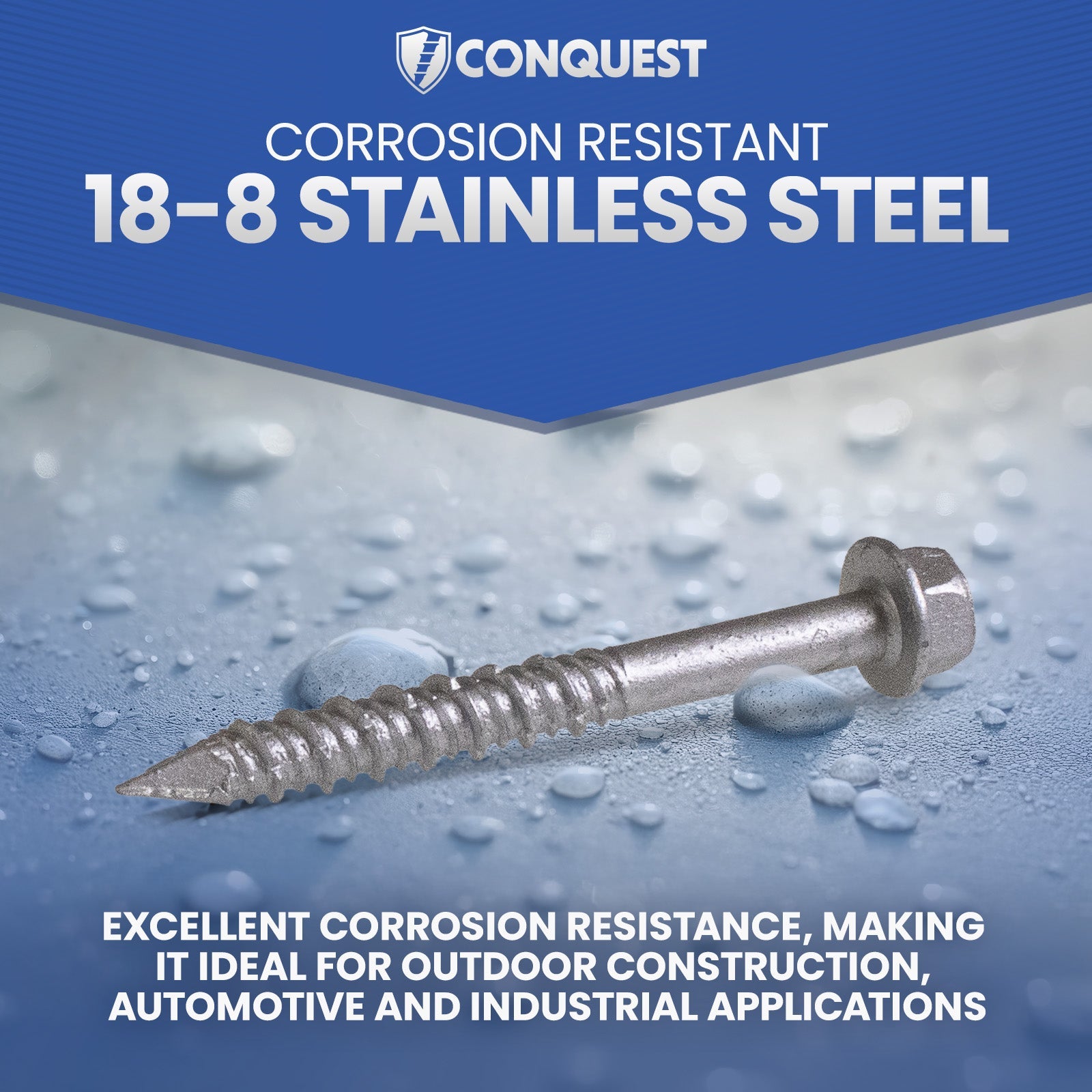 Corrosion Resistant 18-8 Stainless Steel - Ideal for outdoor construction, automotive, and industrial applications