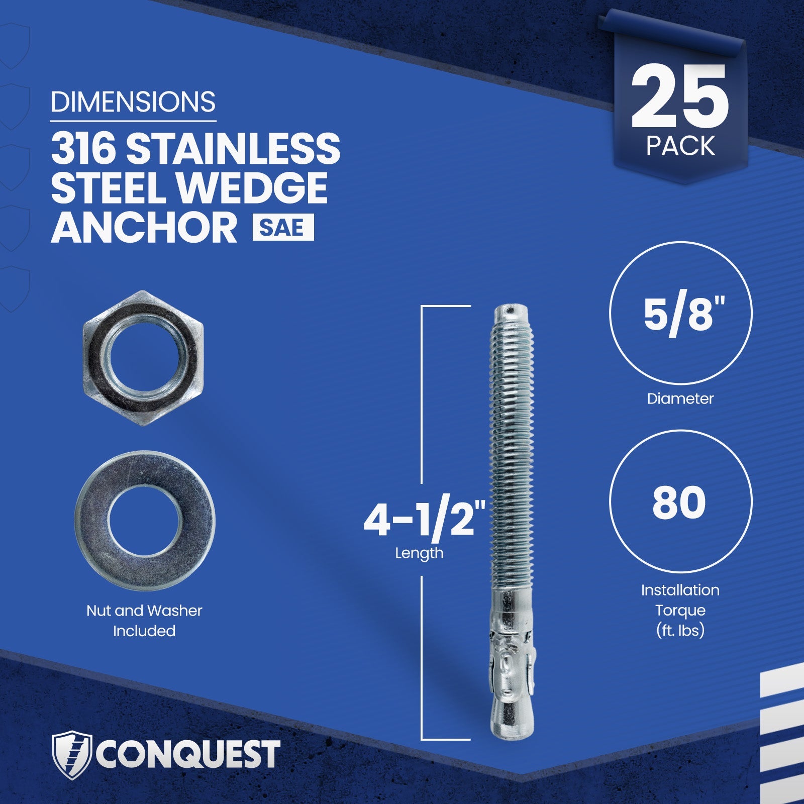 CWA58-412SS6 Wedge Anchor Dimensions