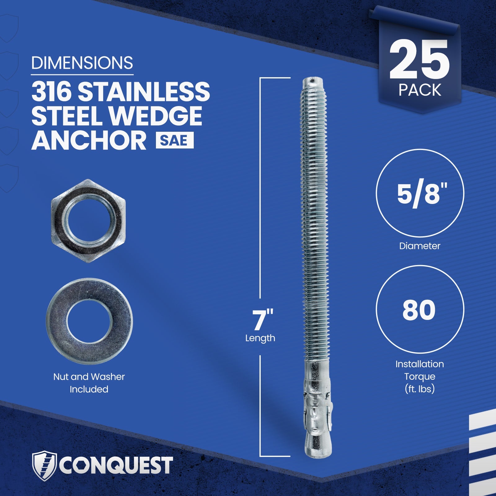 CWA58-700SS6 Wedge Anchor Dimensions