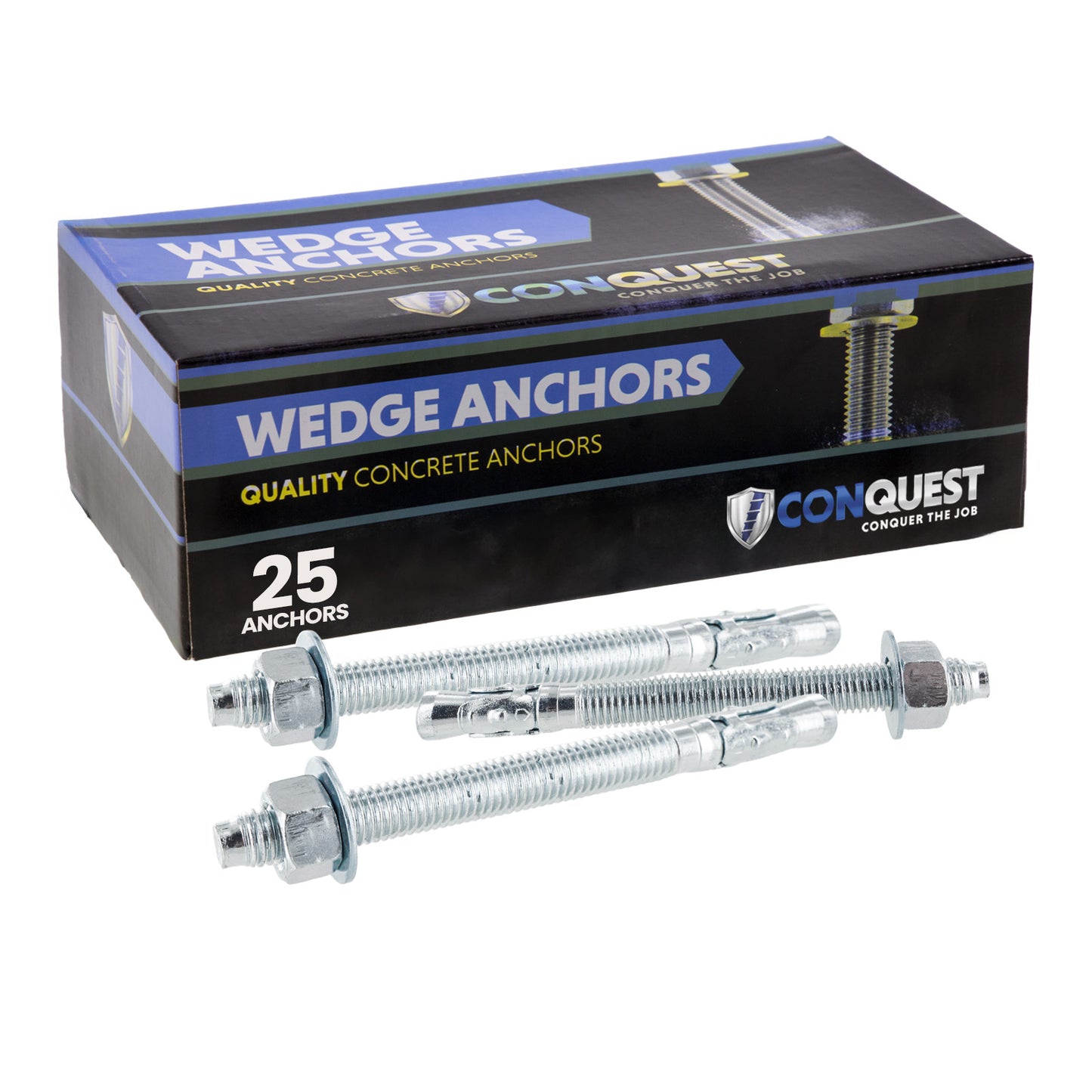 5/8" x 7" Conquest Wedge Anchors - 316 Stainless Steel, Pkg 25