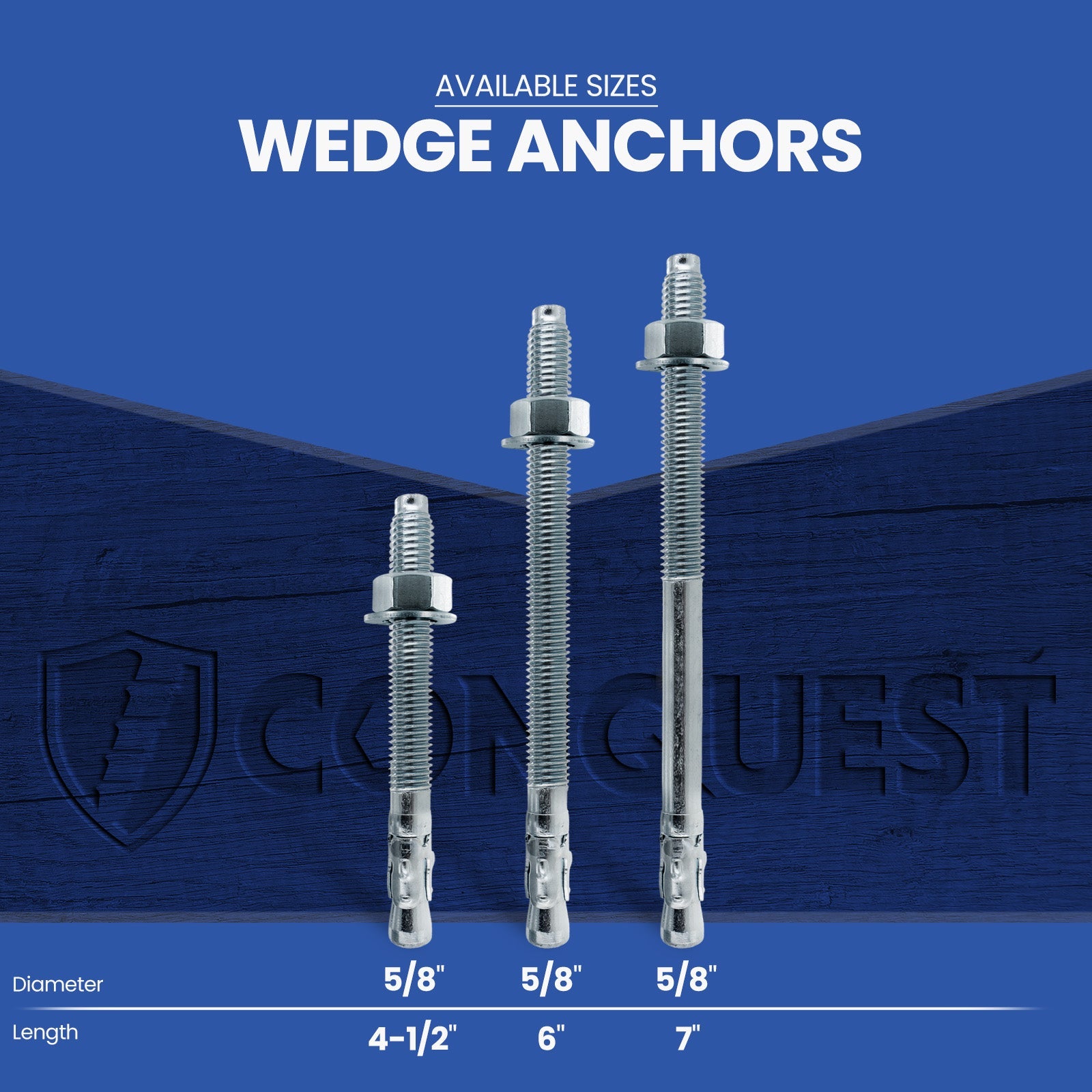 Conquest CWA58 316 Stainless Steel Length Chart