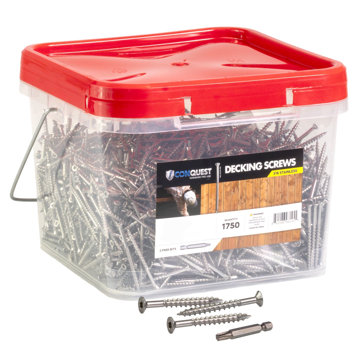#10 x 3" Conquest T25 Bugle Head Deck Screws - 316 Stainless Steel, Pkg. 1,750