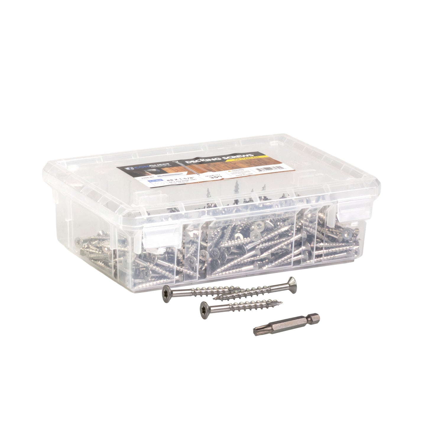 #8 x 1-5/8" Conquest T20 Bugle Head Deck Screws - 304 Stainless Steel, Pkg. 350