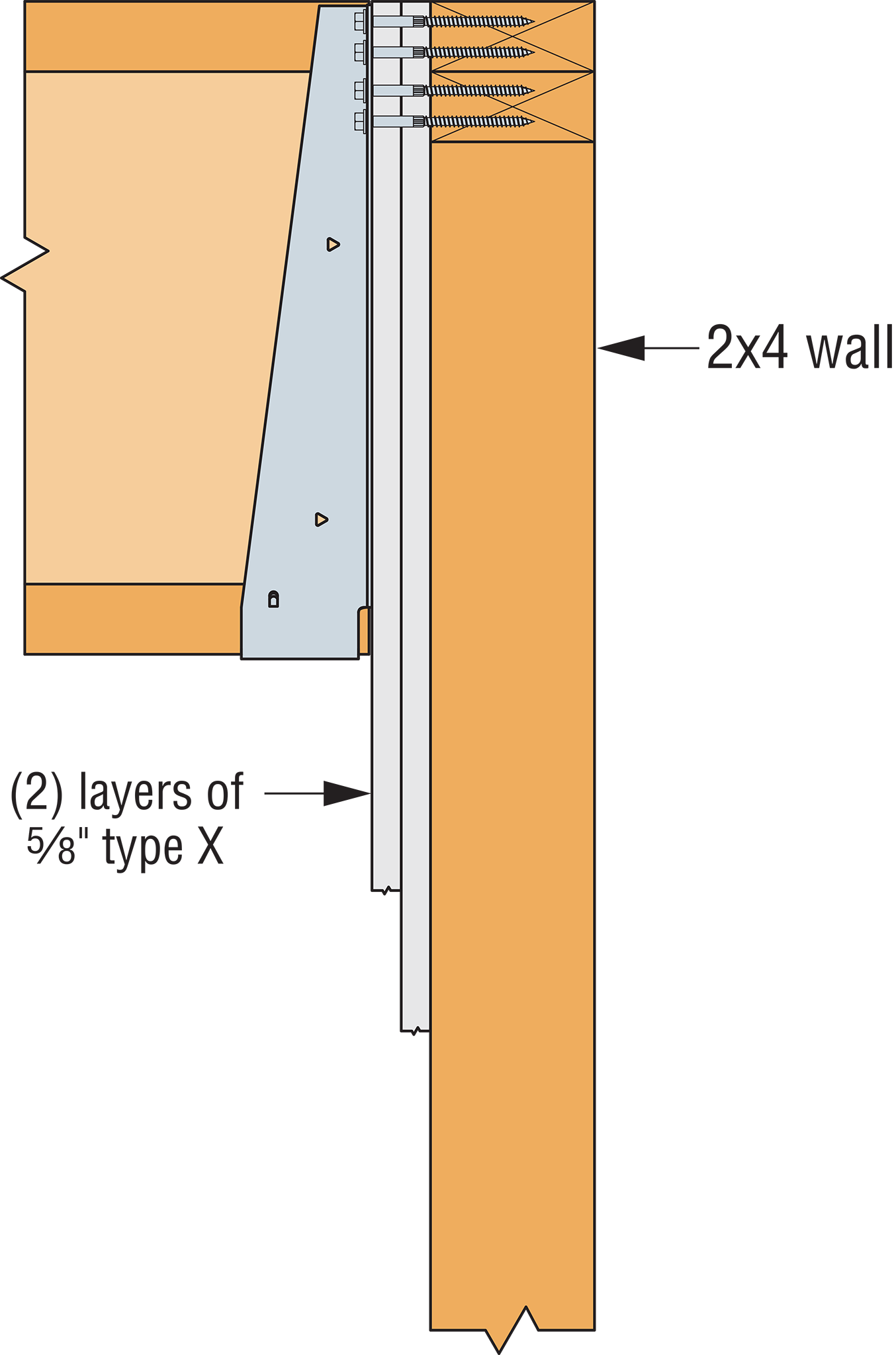 Simpson DU2.1/11.88 Drywall Face Mount Hanger w/SDS Screws - G90 Galvanized, Made to Order Non-Returnable