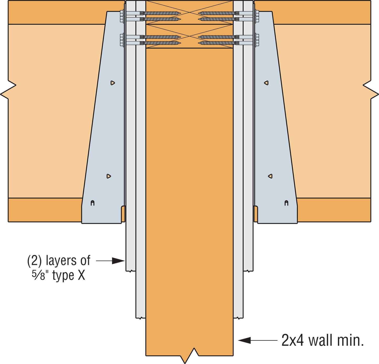 Simpson DU2.1/11.88 Drywall Face Mount Hanger w/SDS Screws - G90 Galvanized, Made to Order Non-Returnable