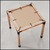 Wooden frame with a beige sunshade on a gray background