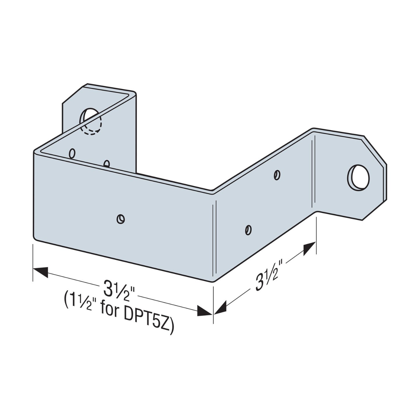 Simpson DPTZ 4x4 Deck Post Tie illustration with specs