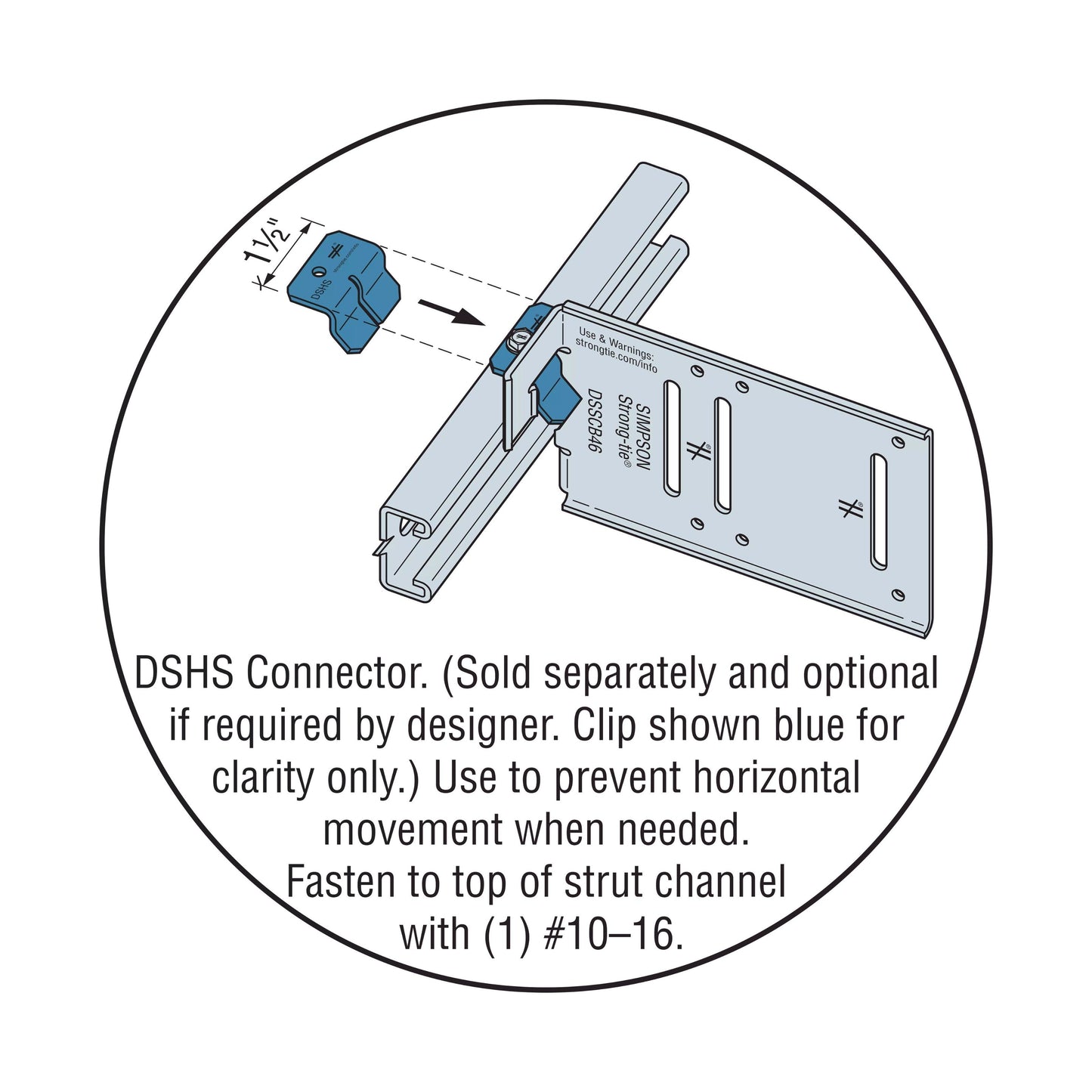 Simpson DSHS-R100 Drift Strut Horizontal Stop - G90 Galvanized, Pkg 100