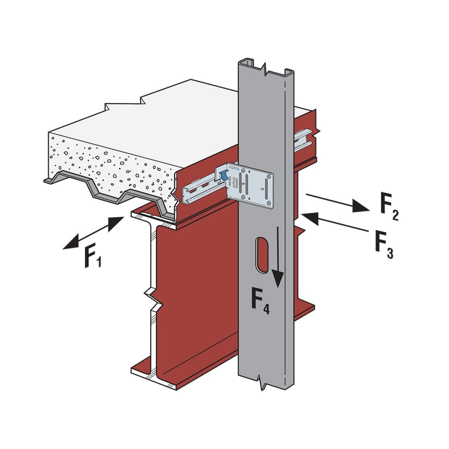Simpson DSHS-R100 Drift Strut Horizontal Stop - G90 Galvanized, Pkg 100