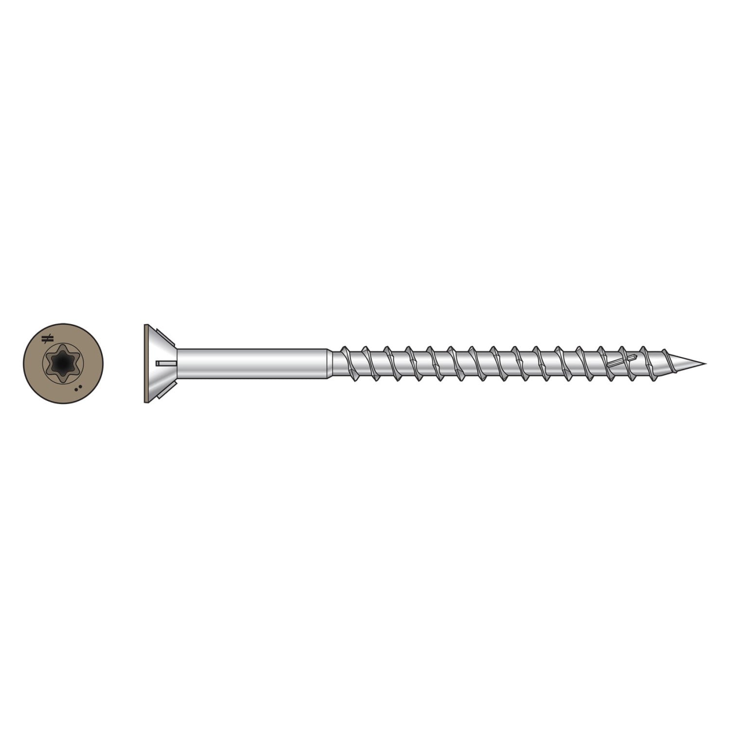 DWP Flat Head Wood Screw - Brown