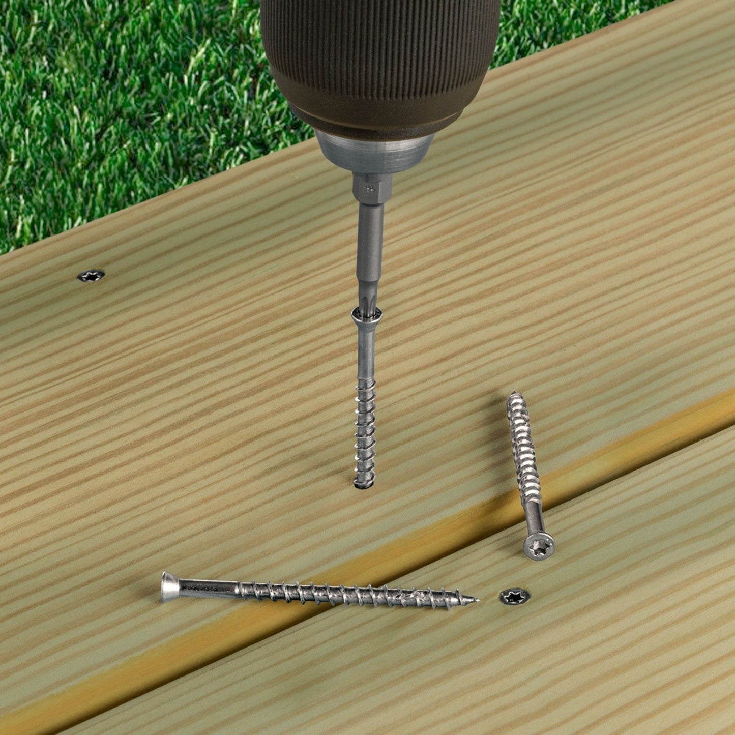 Deck-Drive DWP Wood Screw Trim-Head Type 305 Stainless Steel Installation