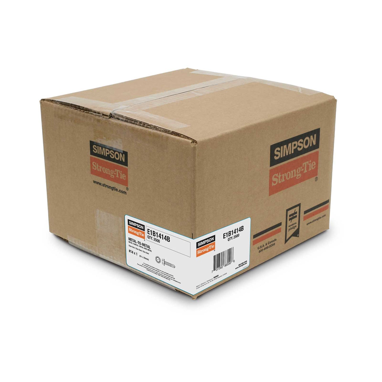 #14 x 1" Self-Drilling E Metal Screw, Clear-Zinc Coating, Pkg 2500