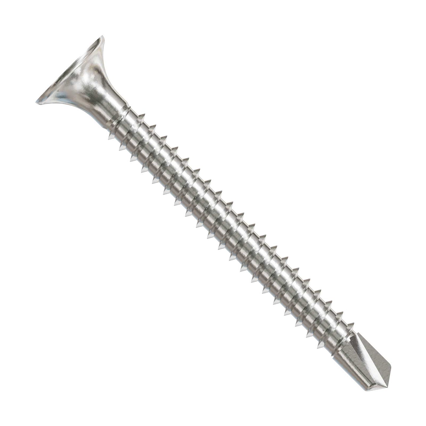 #8 x 1-5/8" Square Drive Self-Drilling Bugle-Head Screw - 410 Stainless Steel, Pkg 100