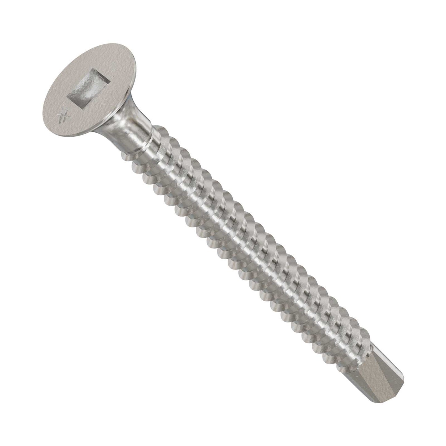 #8 x 1-5/8" Square Drive Self-Drilling Bugle-Head Screw - 410 Stainless Steel, Pkg 100