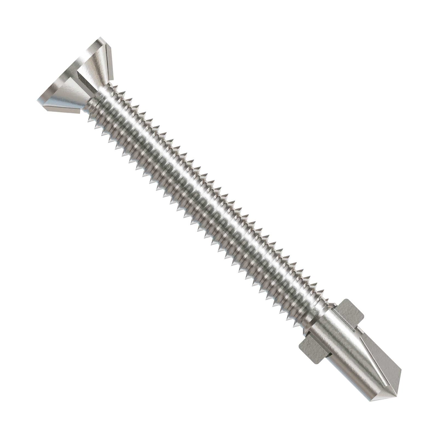 #12 x 2" Self-Drilling Flat Head Screw with Wings - 410 Stainless Steel