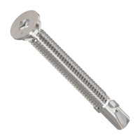 #12 x 2" Self-Drilling Flat Head Screw with Wings - 410 Stainless Steel