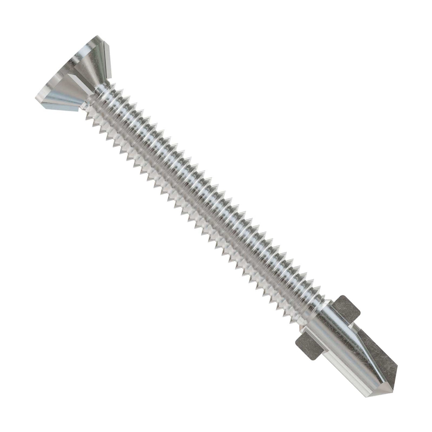 #12 x 2-1/2" Self-Drilling Flat Head Screw with Wings - 410 Stainless Steel, Pkg 1800