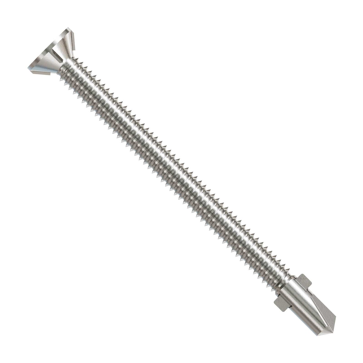 #14 x 3-1/4" Self-Drilling Flat Head Screw with Wings - 410 Stainless Steel