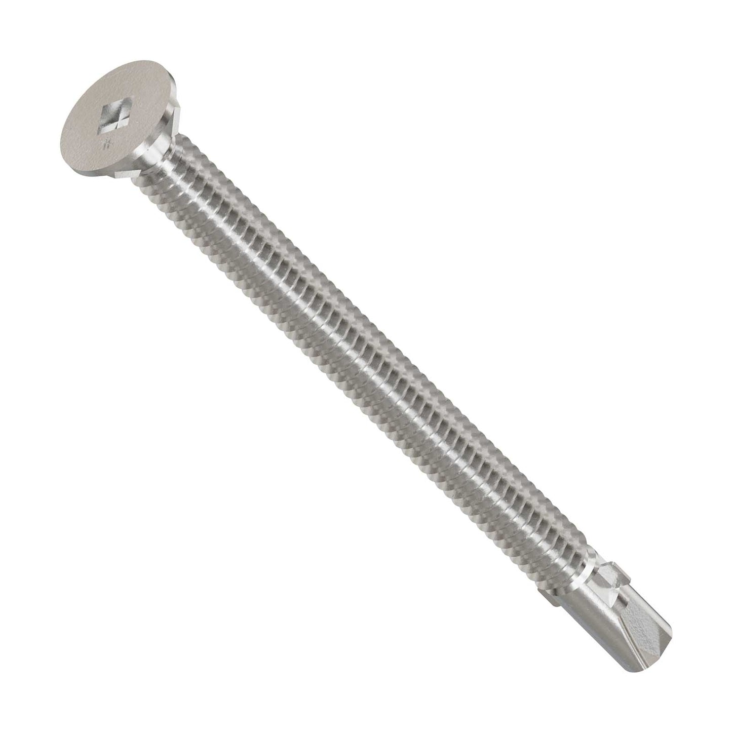 #14 x 3-1/4" Self-Drilling Flat Head Screw with Wings - 410 Stainless Steel