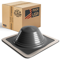 Fix-A-Flash Closed Top Square EPDM Pipe Flashing Boot for Metal Roof, Black