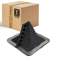 #1 Roofjack Retrofit Square EPDM Pipe Flashing Boot for Metal Roof, BLK