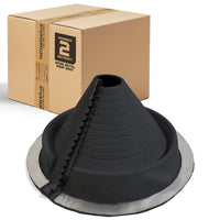 #2 Roofjack Round Retrofit EPDM Pipe Flashing Boot for Metal Roof, Black