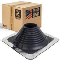 #2 Roofjack Retrofit Square EPDM Pipe Flashing Boot for Metal Roof, BLK