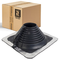 #2 Roofjack Retrofit Square EPDM Pipe Flashing Boot for Metal Roof, BLK