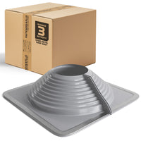 #3 Roofjack Retrofit Square EPDM Pipe Flashing Boot for Metal Roof, GRY