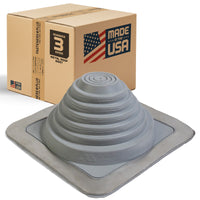 #3 Roofjack Square EPDM Pipe Flashing Boot for Metal Roof, Gray