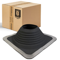 #8 Roofjack Square EPDM Pipe Flashing Boot for Metal Roof, Black