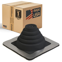 #1 Roofjack Square EPDM Pipe Flashing Boot for Metal Roof, Black