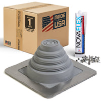 #1 Square EPDM Metal Roof Pipe Boot w/Install Kit, Gray