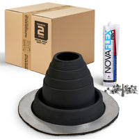 #2 Round EPDM Metal Roof Pipe Boot w/Install Kit, Black