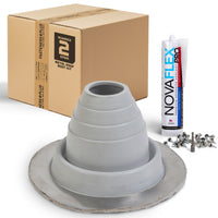#2 Round EPDM Metal Roof Pipe Boot w/Install Kit, Gray