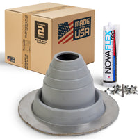 #2 Round EPDM Metal Roof Pipe Boot w/Install Kit, Gray
