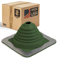 #2 Roofjack Square EPDM Pipe Flashing Boot for Metal Roof, Dark Green