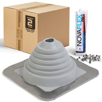 #2 Square EPDM Metal Roof Pipe Boot w/Install Kit, Gray