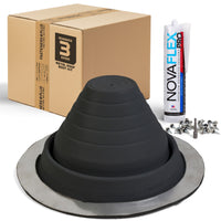 #3 Round EPDM Metal Roof Pipe Boot w/Install Kit, Black