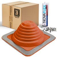 #3 Square Hi-Temp Silicone Metal Roof Boot w/Install Kit, Red