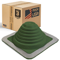 #3 Roofjack Square EPDM Pipe Flashing Boot for Metal Roof, Dark Green