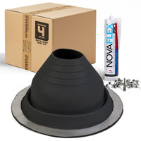 #4 Round EPDM Metal Roof Pipe Boot w/Install Kit, Black