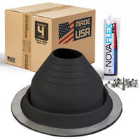 #4 Round EPDM Metal Roof Pipe Boot w/Install Kit, Black