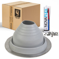 #4 Round EPDM Metal Roof Pipe Boot w/Install Kit, Gray