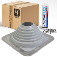 #4 Square EPDM Metal Roof Pipe Boot w/Install Kit, Gray