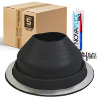#5 Round EPDM Metal Roof Pipe Boot w/Install Kit, Black