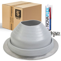 #5 Round EPDM Metal Roof Pipe Boot w/Install Kit, Gray