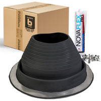 #6 Round EPDM Metal Roof Pipe Boot w/Install Kit, Black