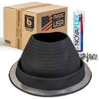 #6 Round EPDM Metal Roof Pipe Boot w/Install Kit, Black
