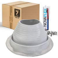 #6 Round EPDM Metal Roof Pipe Boot w/Install Kit, Gray